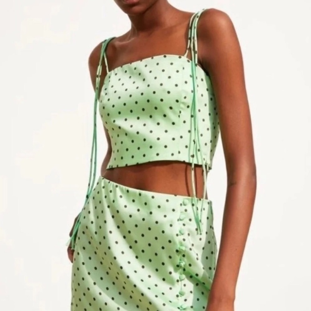 NWT Zara Mint Pokla Dot Tank Top with Zipper and Adjustable Straps⭐️🏷️